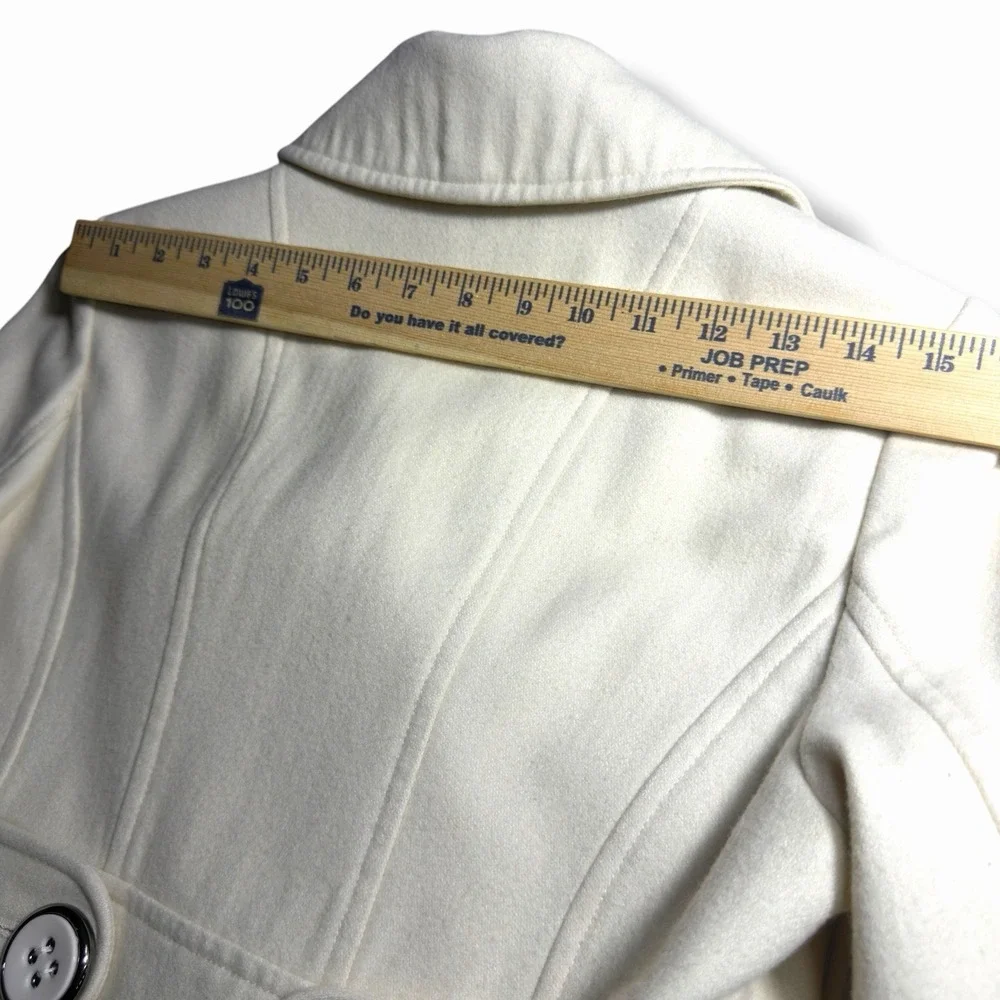 Vintage Guess Jeans Small Beige Wool Blend Peacoat Big Buttons Y2K Coat